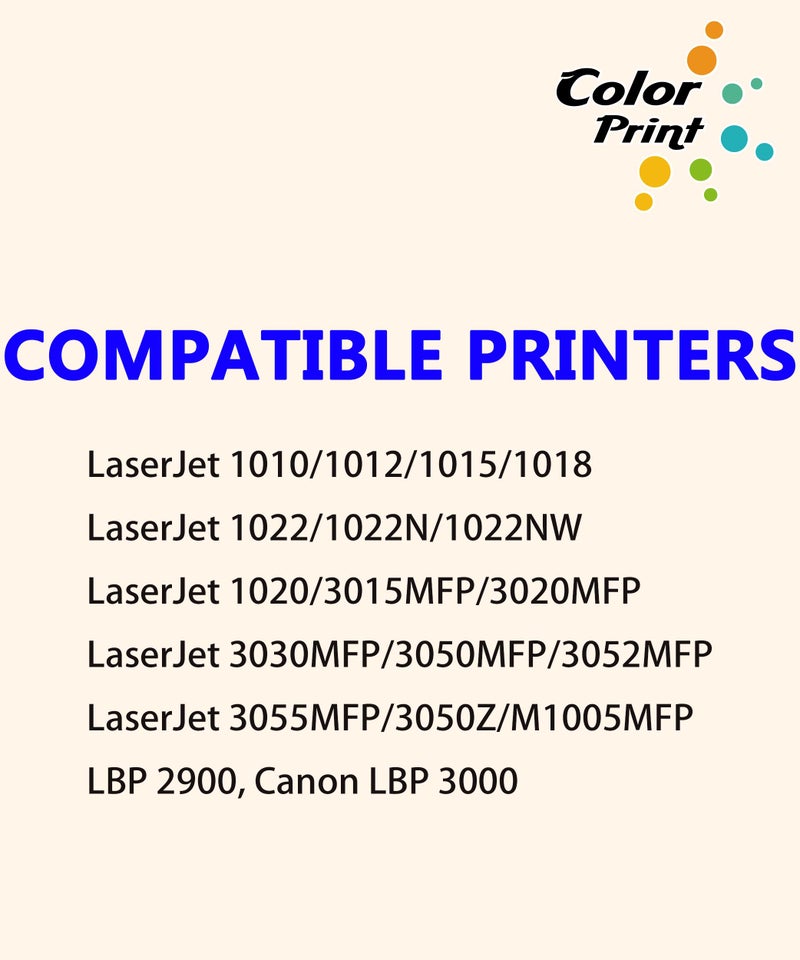 Color Print خرطوشة تونر بديلة متوافقة مع طابعة HP 12A Q2612A 2612A Q2612 لطابعة ليزر جيت برو 1020 1012 1022 1010 1018 1022n 3015 3050 3052 3055 3030 M1005 M1319F (4-علبة، أسود) - Image 2